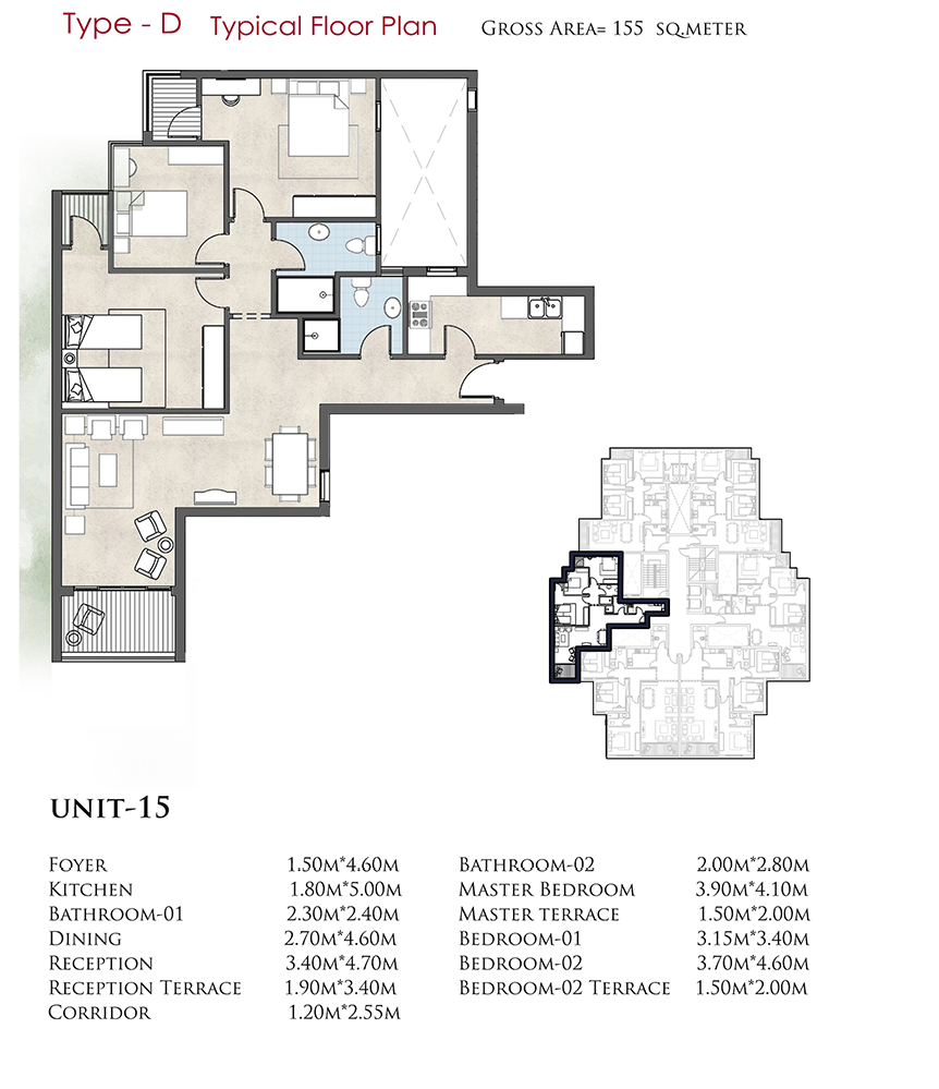 Floor plan for apartment at De Joya 1