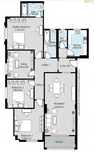 Floor plan for apartment at Oro New capital