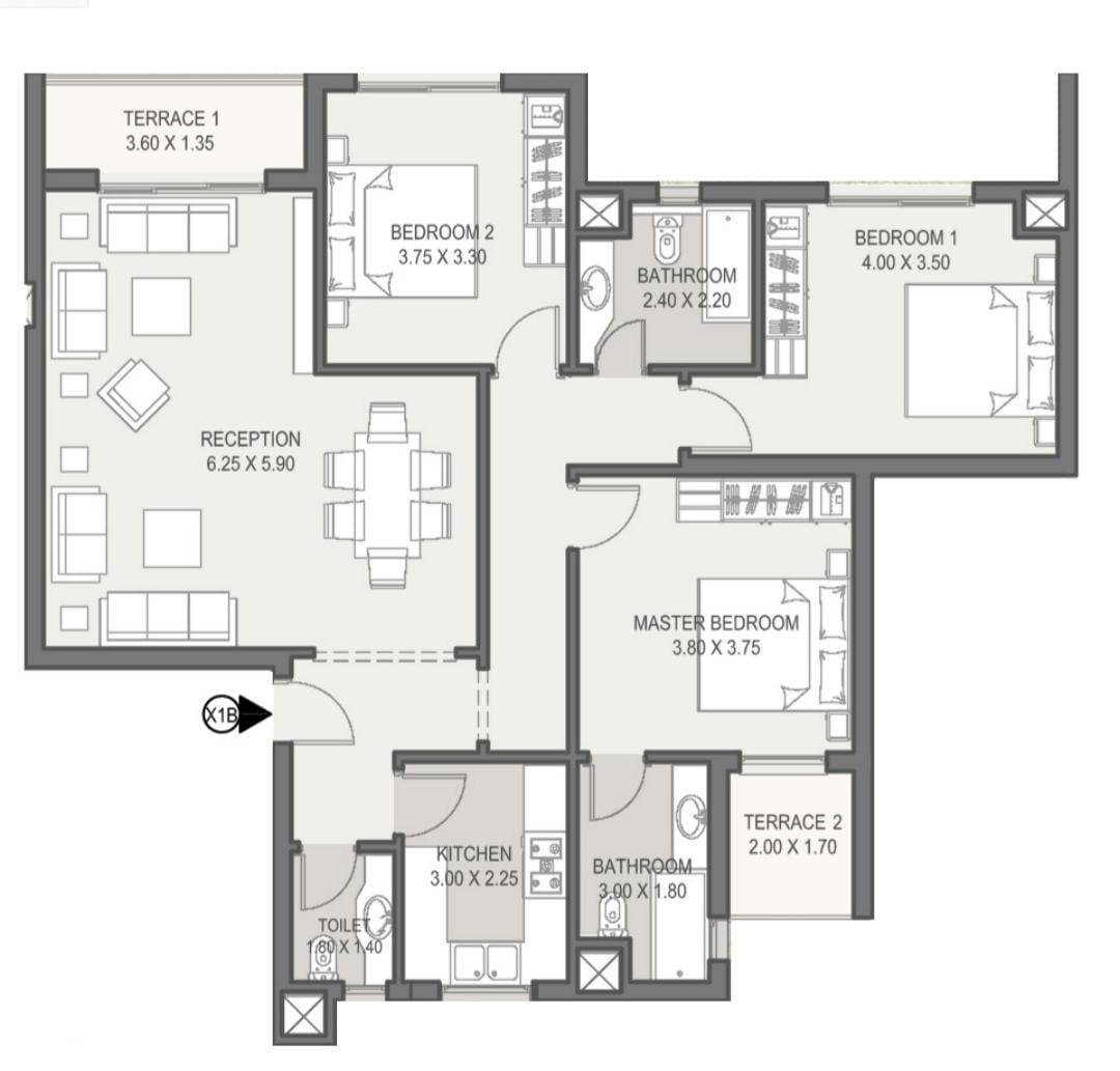 Floor plan for apartment at Sarai