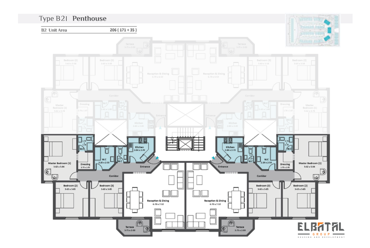 Floor plan for penthouse at Rock Vera