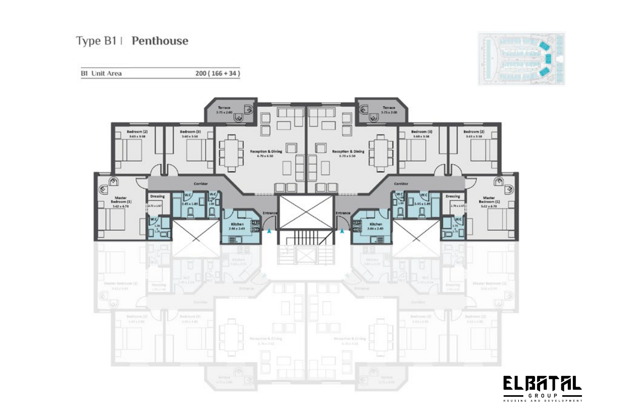 Floor plan for penthouse at Rock Vera