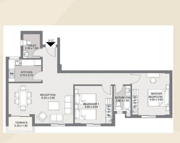 Floor plan for apartment at Sarai