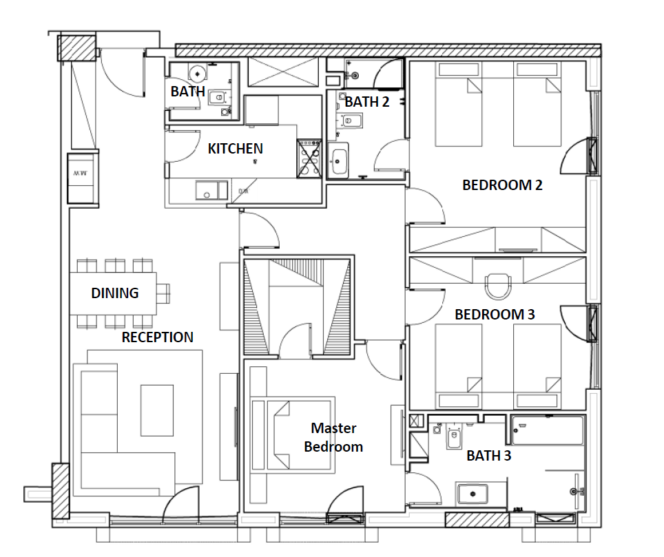 Floor plan for apartment at 205 Arkan Palm