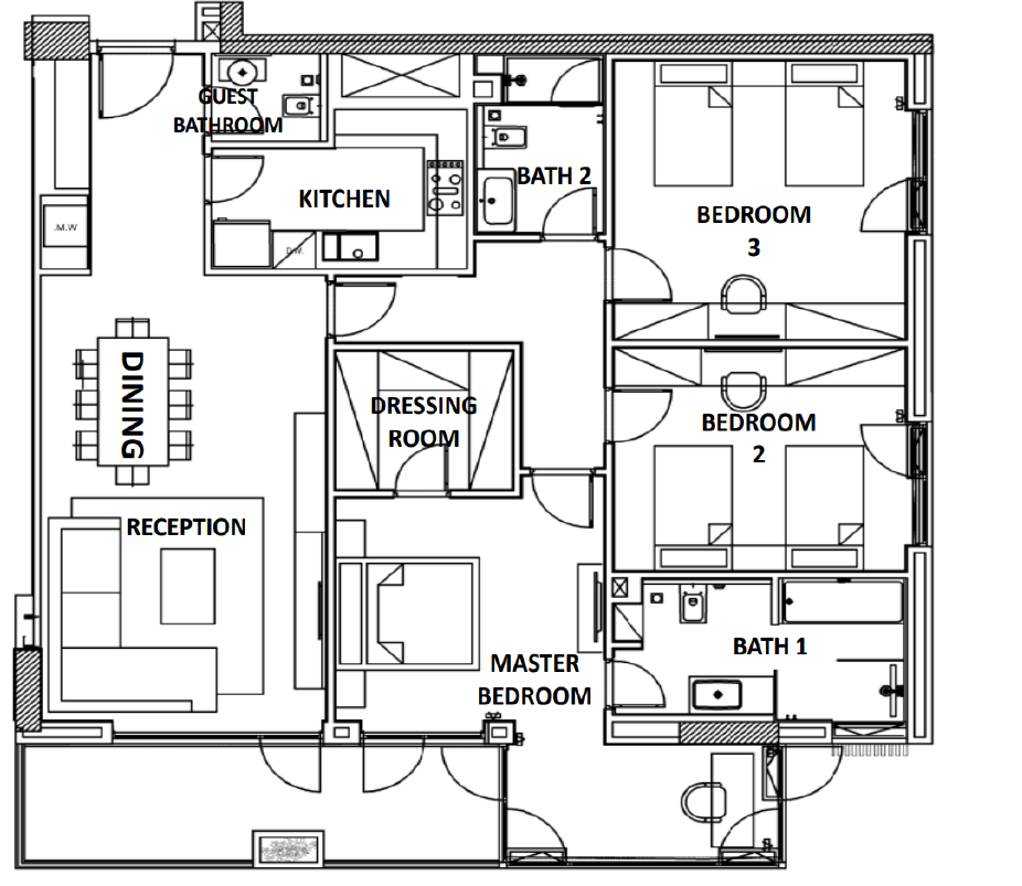 Floor plan for apartment at 205 Arkan Palm