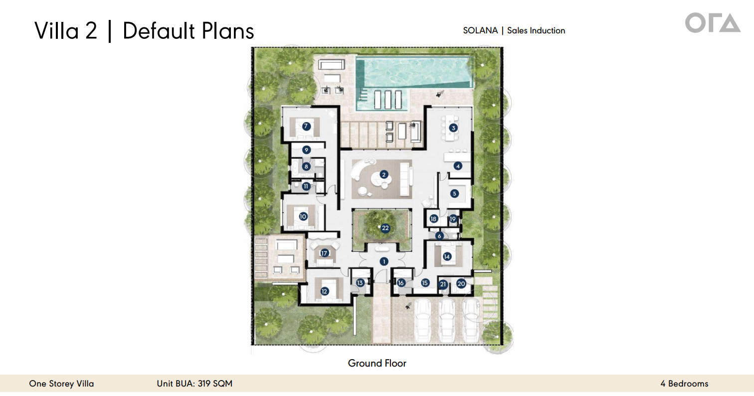 Floor plan for villa at Solana East
