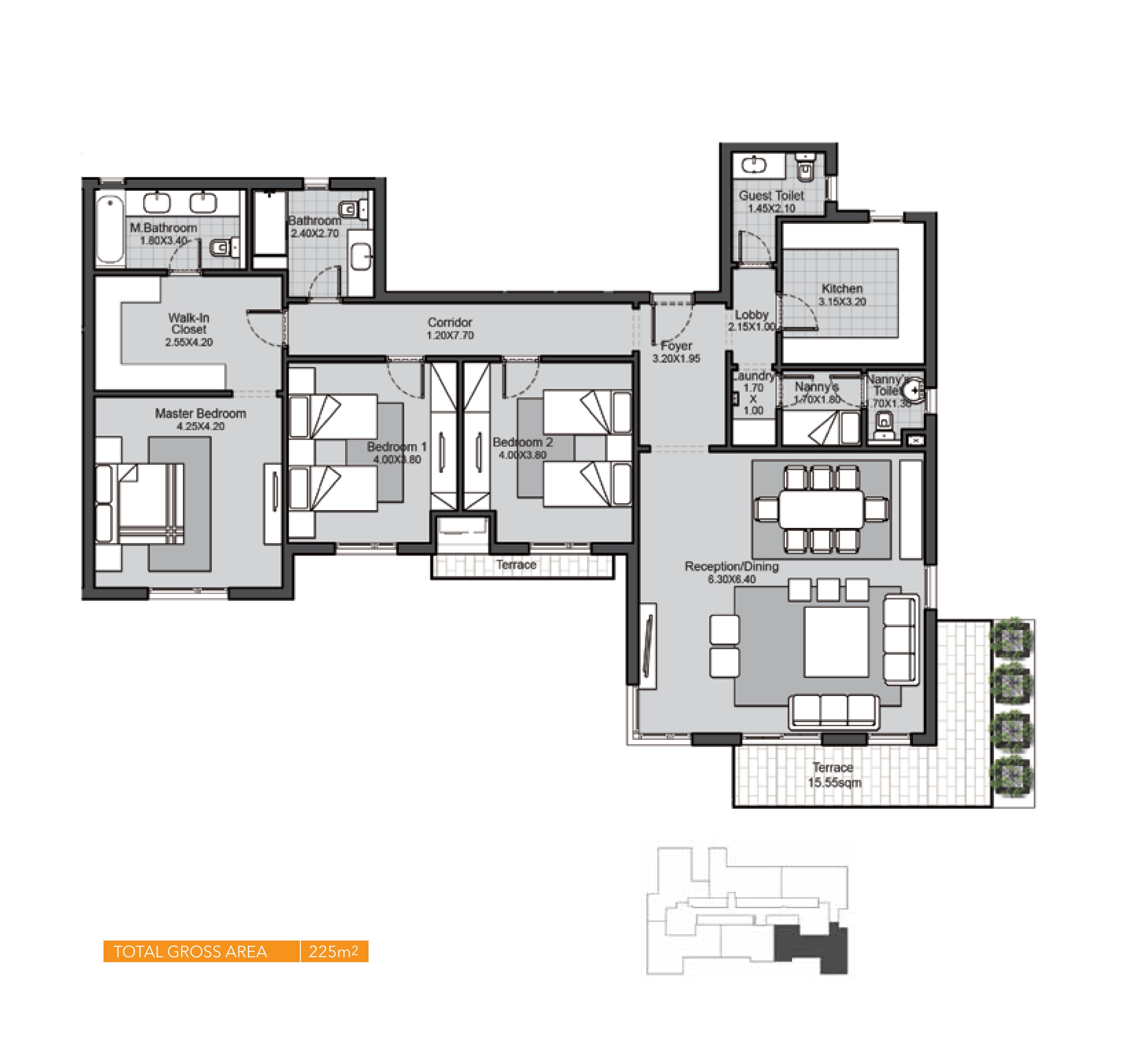 Floor plan for apartment at Eastown Residence