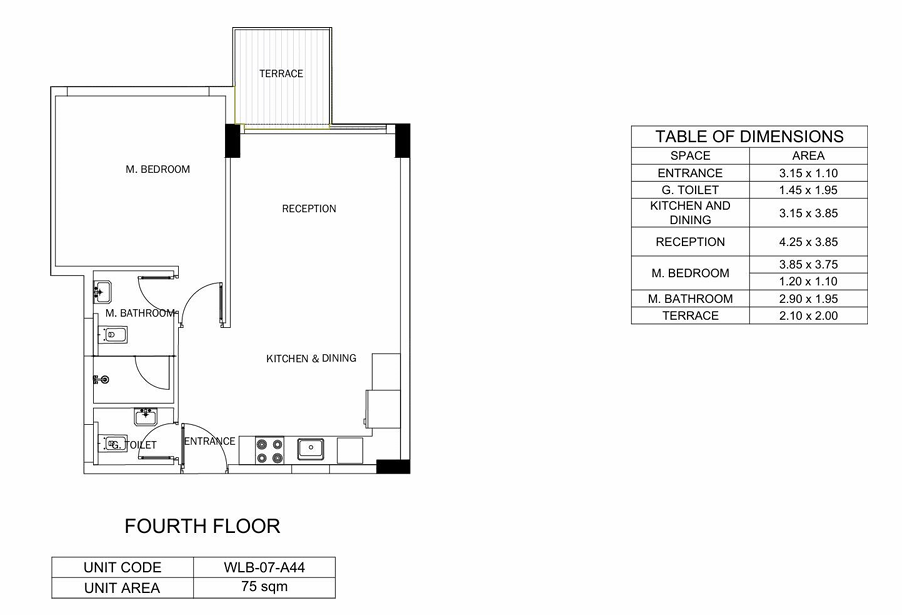 Floor plan for apartment at Leaves