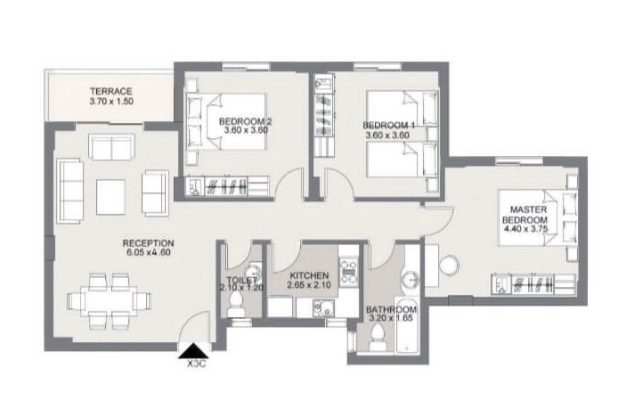 Floor plan for apartment at Sarai