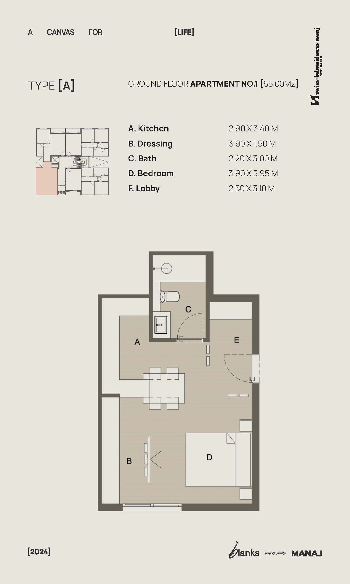 Floor plan for studio at Blanks