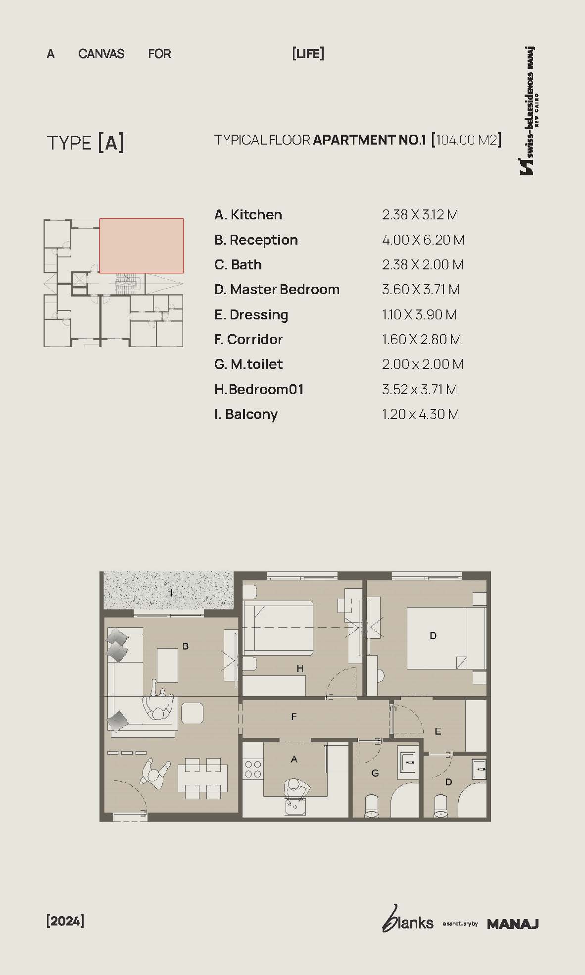Floor plan for apartment at Blanks