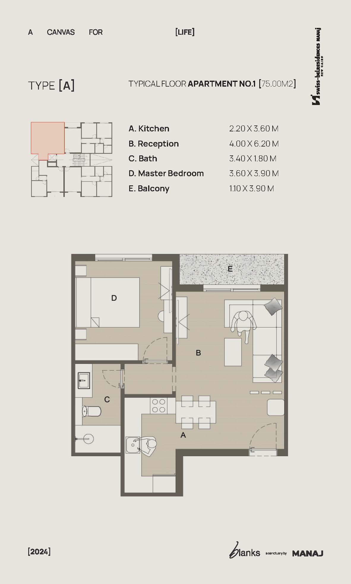 Floor plan for apartment at Blanks