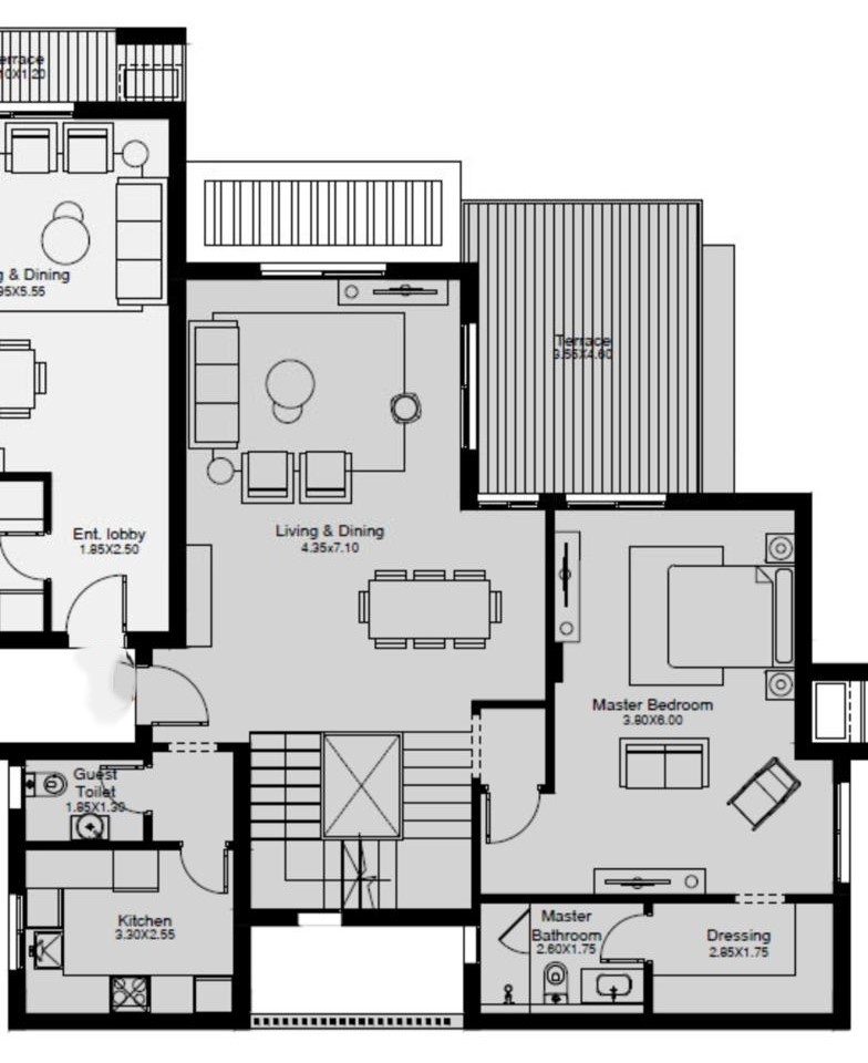 Floor plan for duplex at O West Orascom
