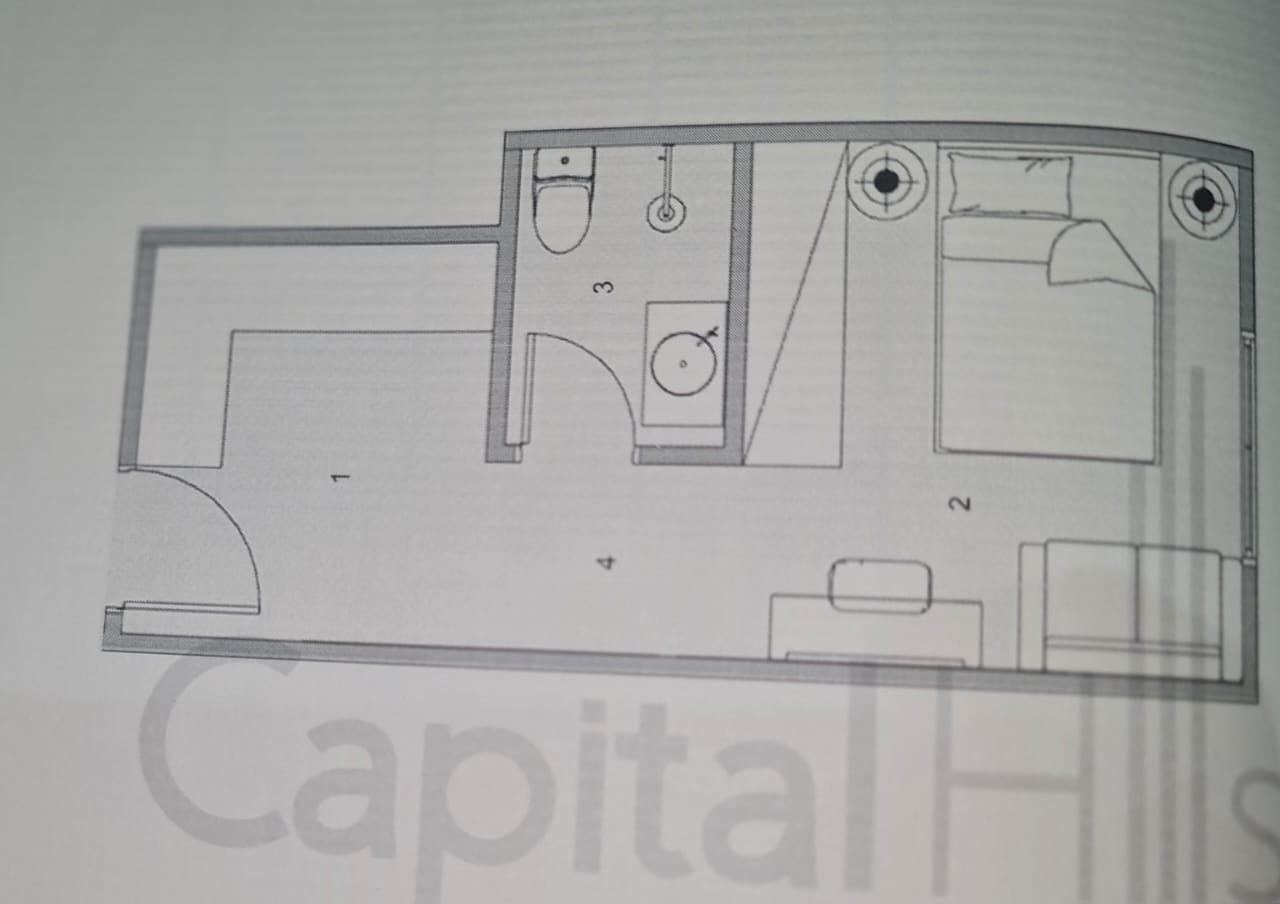 Floor plan for studio at La Colina East