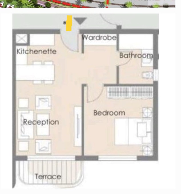 Floor plan for studio at Palm Hills New Cairo