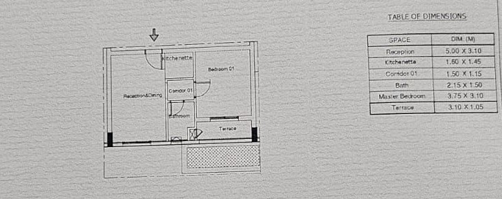 Floor plan for studio at Monark Residence