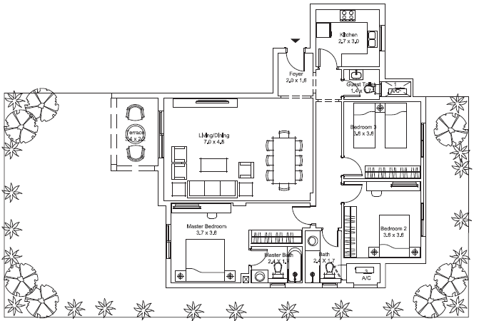 Floor plan for penthouse at One 16