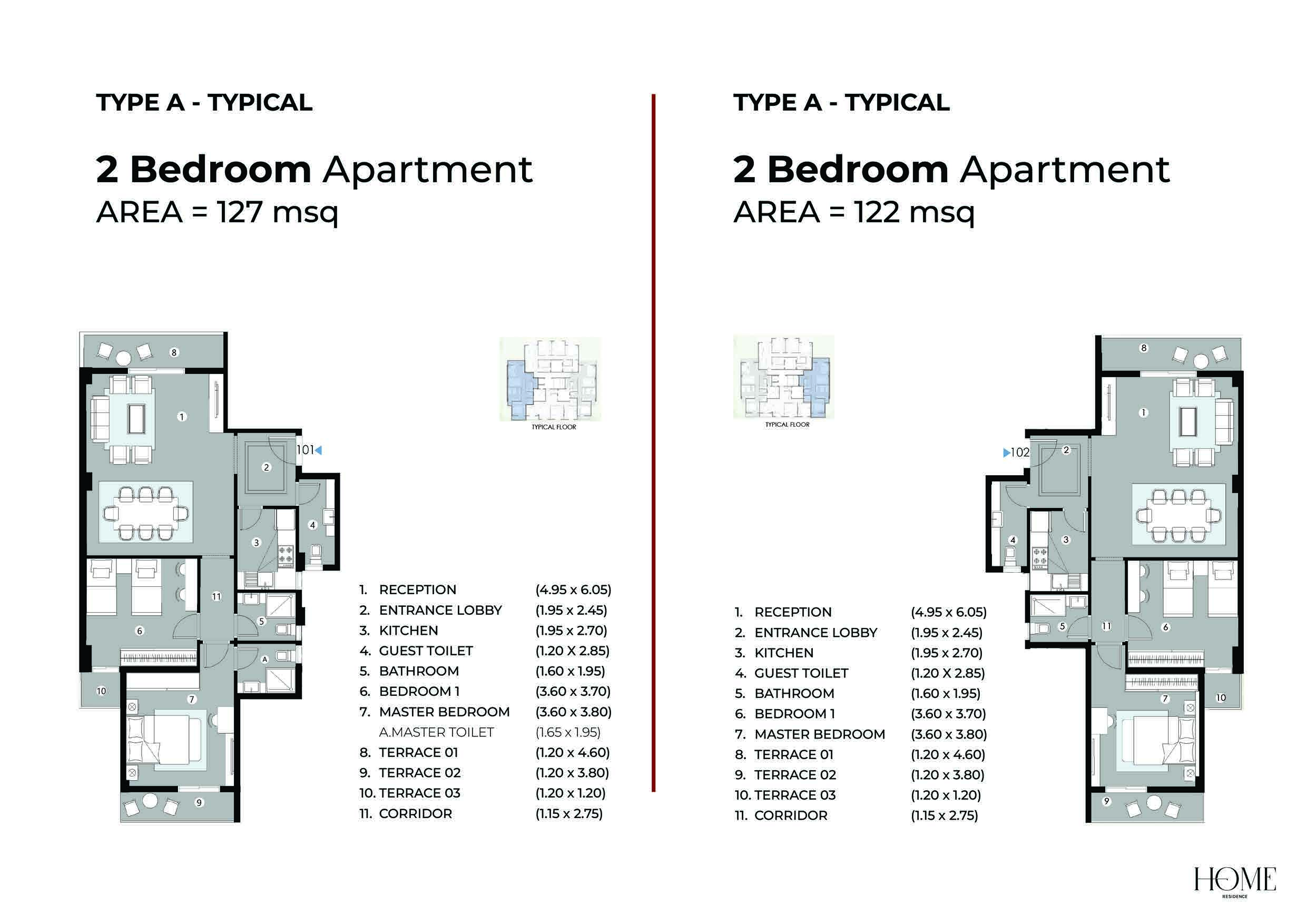 Floor plan for apartment at Home Residence