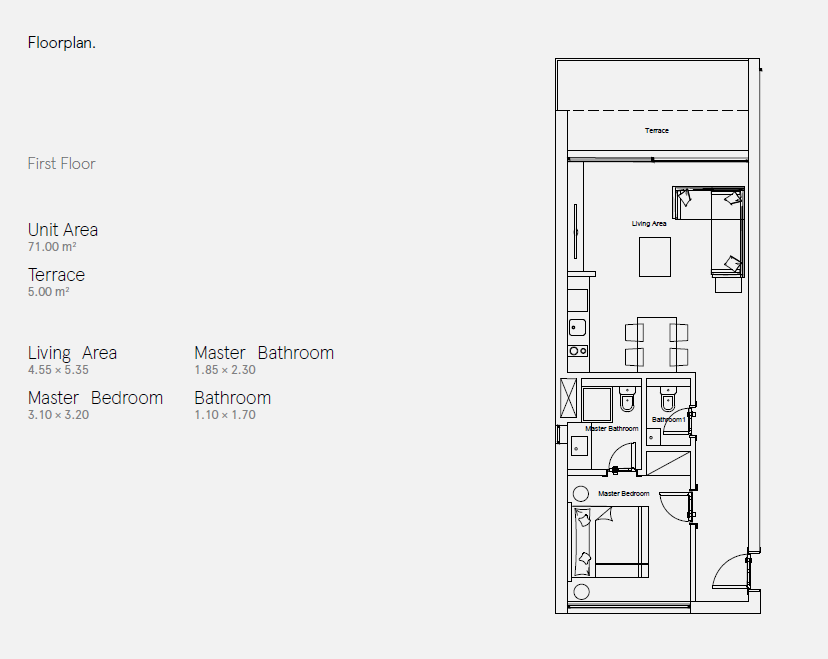 Floor plan for apartment at ARC- Soma Bay