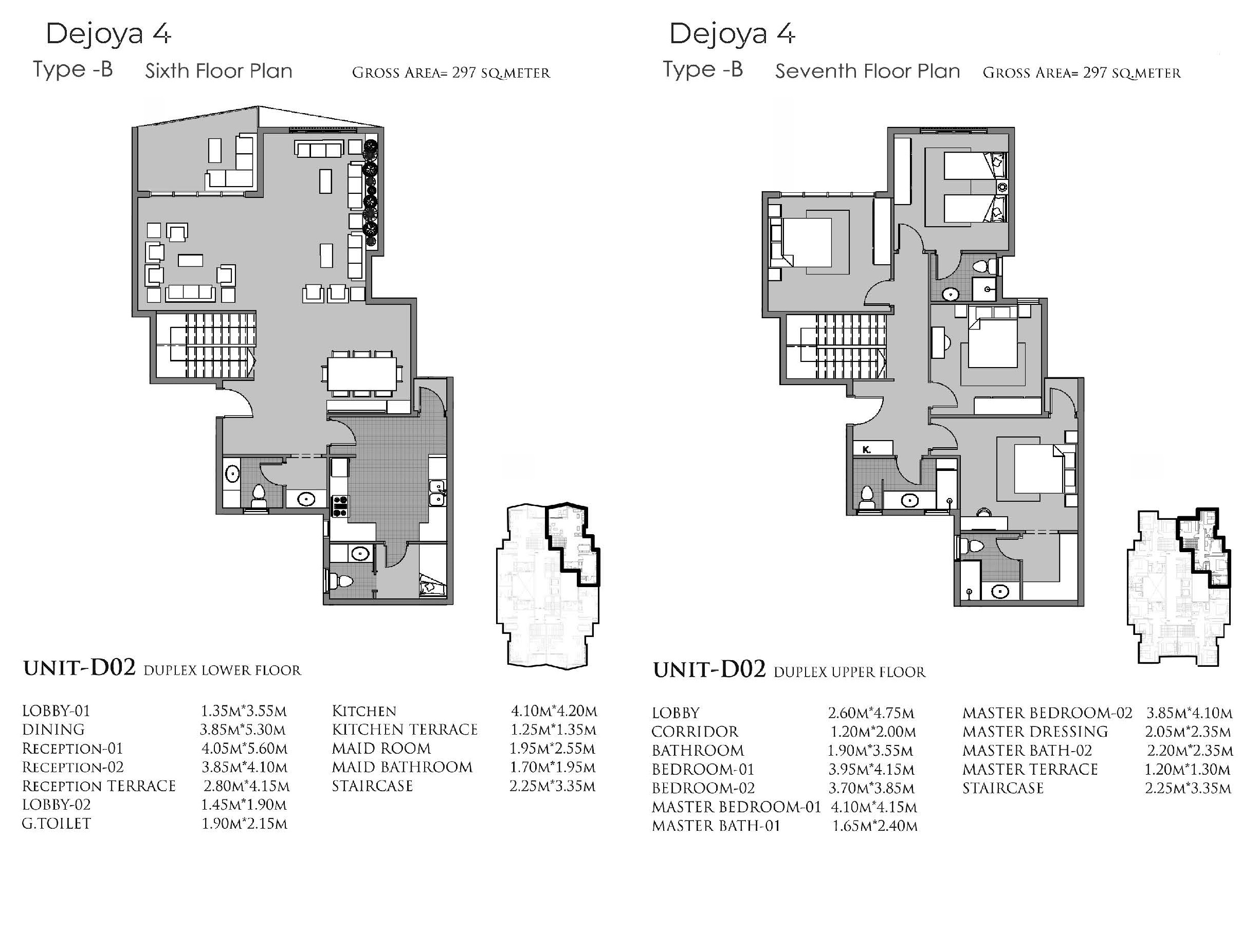 Floor plan for duplex at De Joya 4
