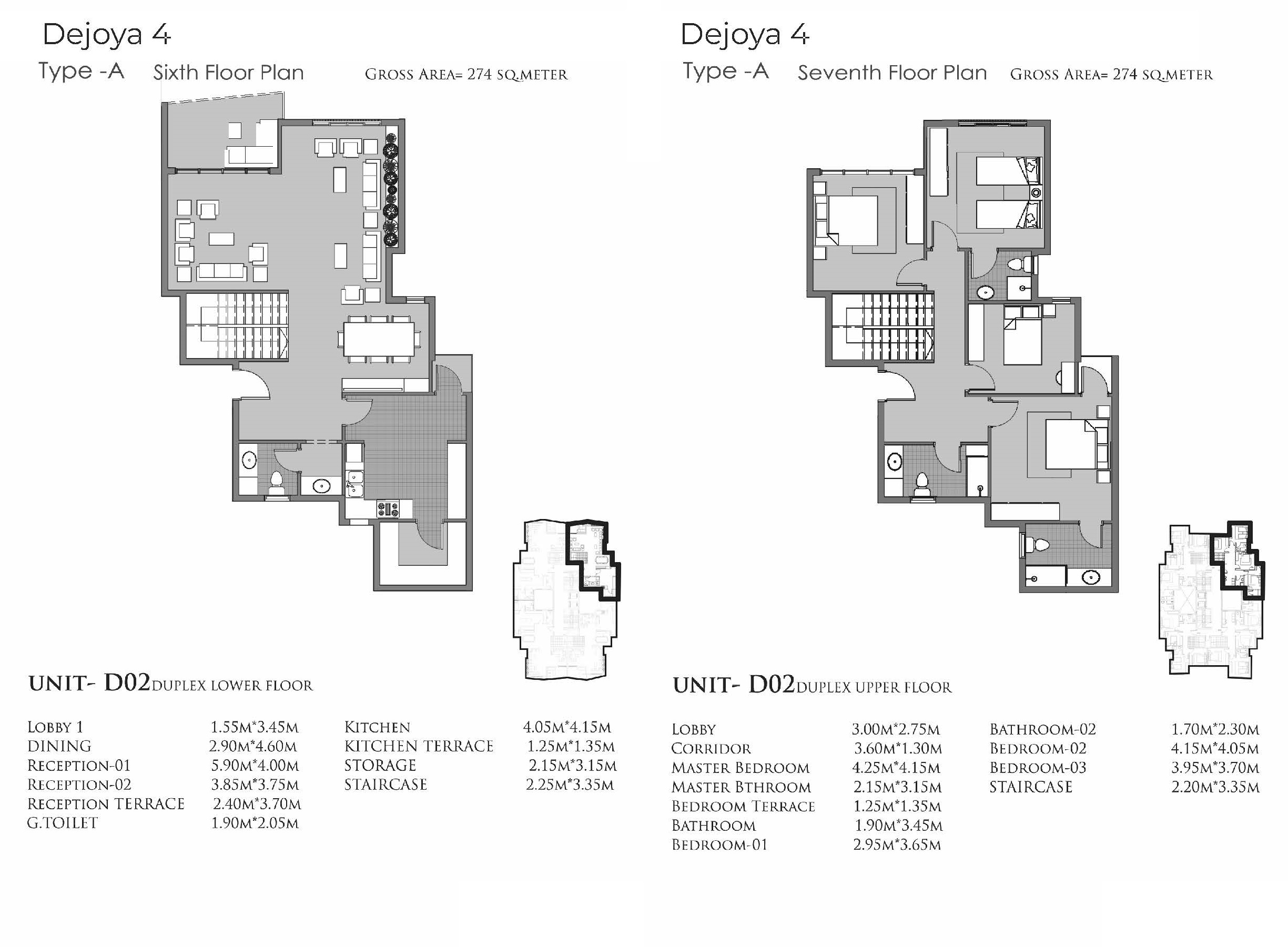 Floor plan for duplex at De Joya 4
