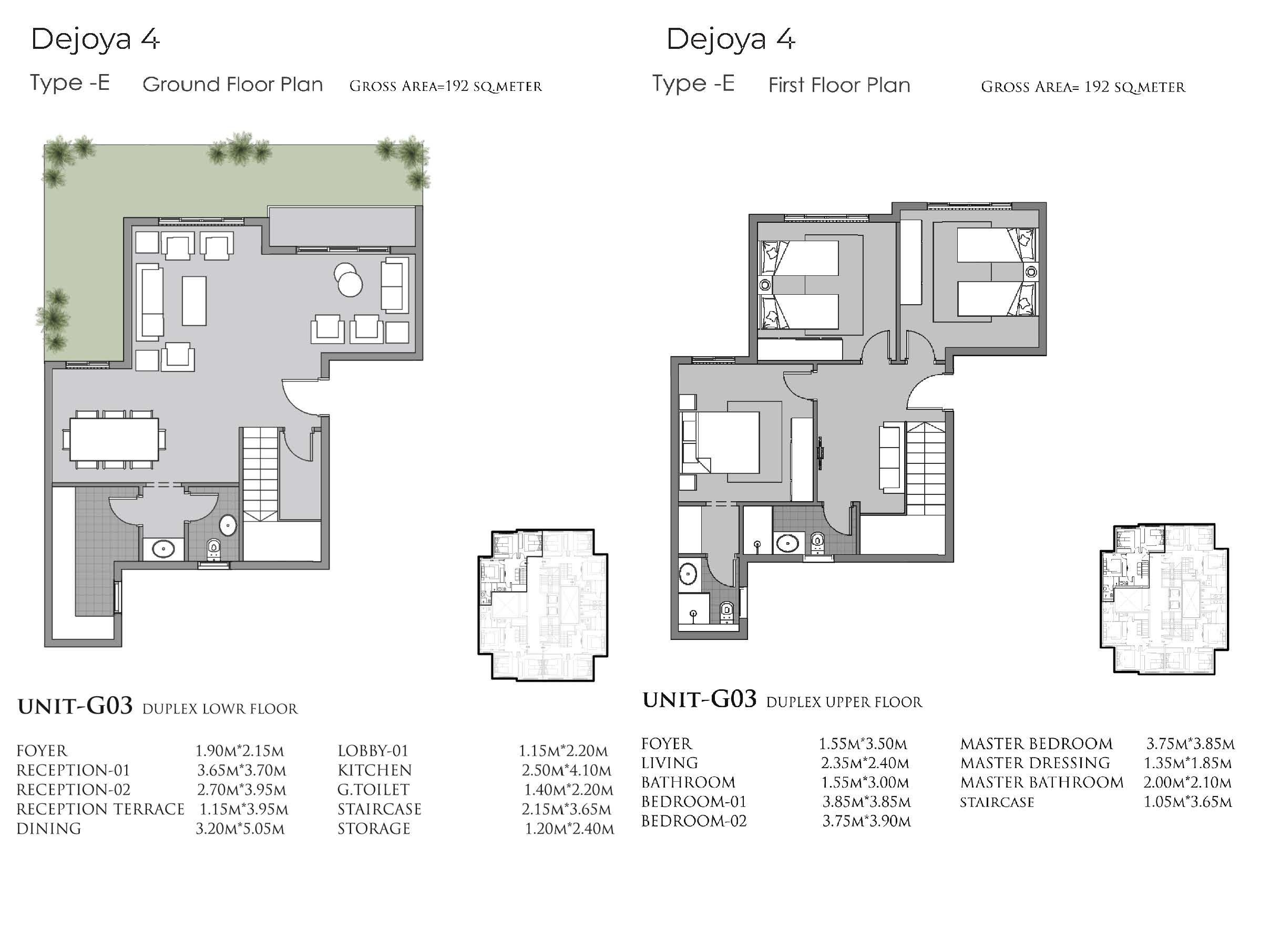 Floor plan for duplex at De Joya 4