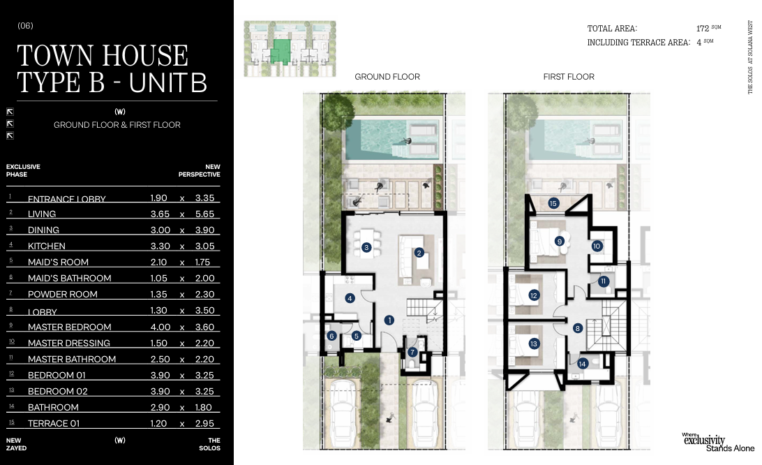 Floor plan for townhouse at The Solos - Solana