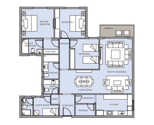 Floor plan for apartment at HAPTown