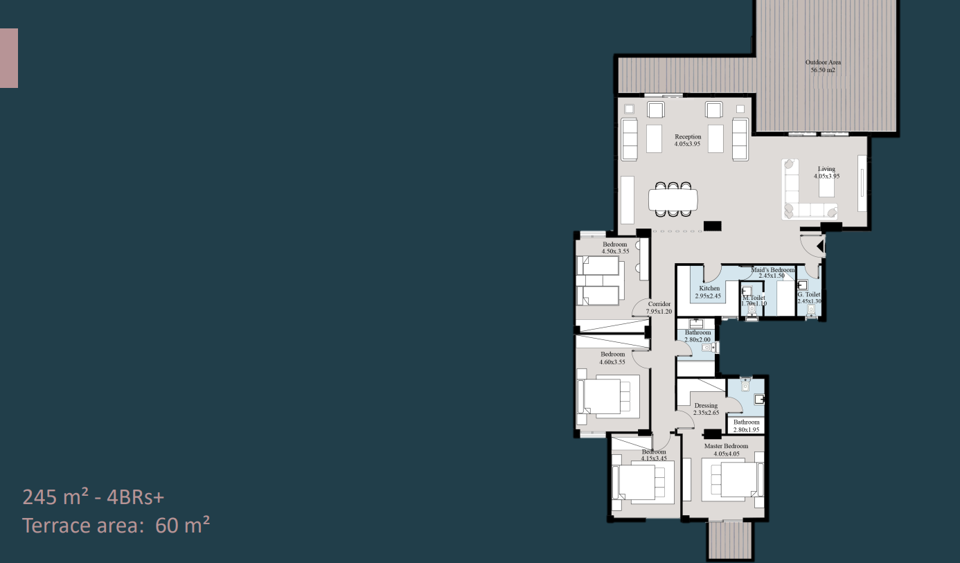 Floor plan for penthouse at Acasa Mia