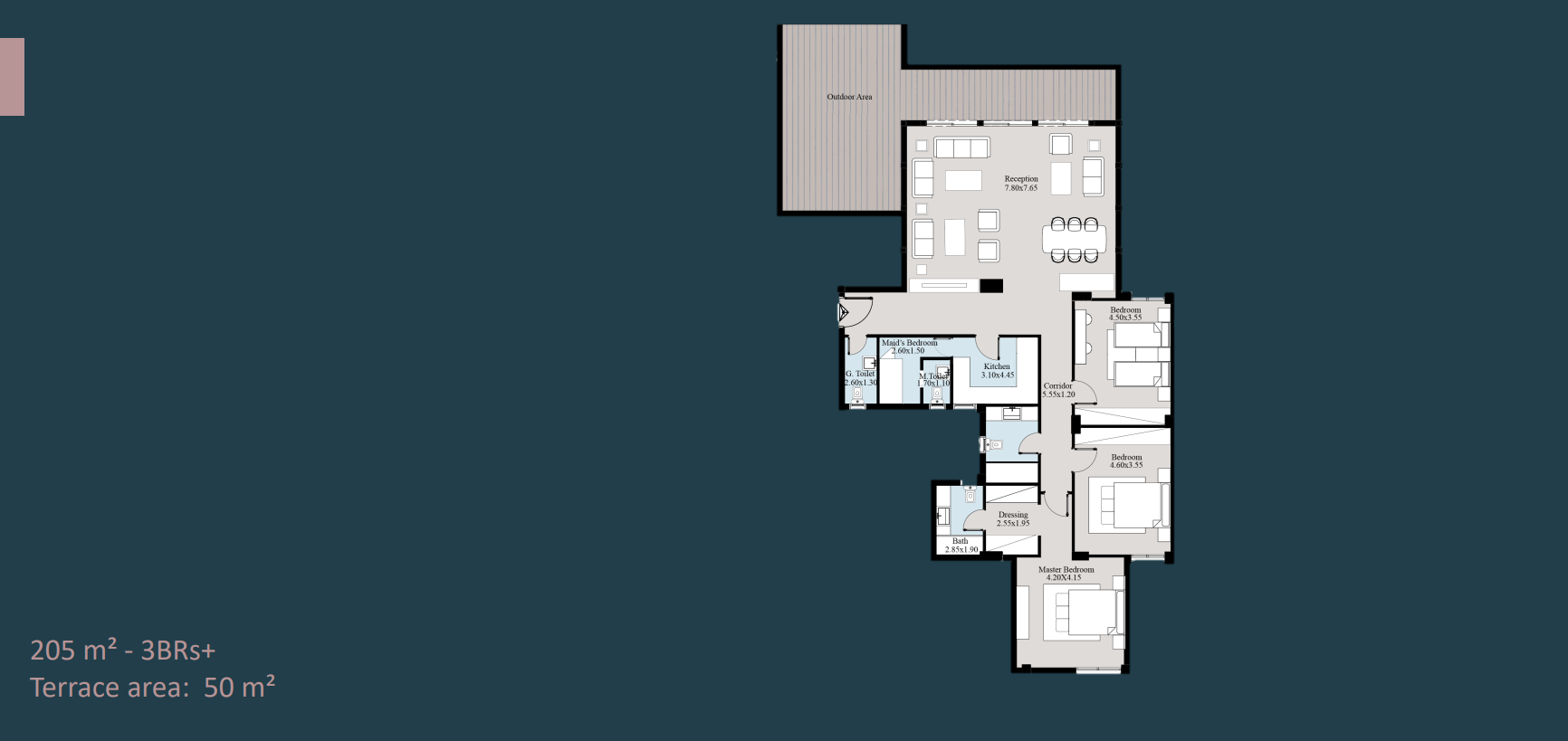 Floor plan for penthouse at Acasa Mia