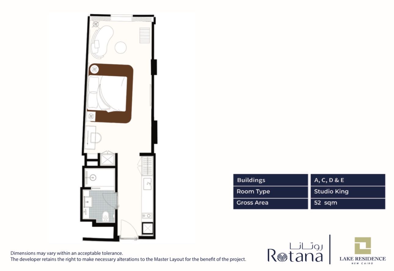 Floor plan for studio at Fifth Square Al Marasem