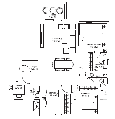 Floor plan for apartment at DISTRICT 5