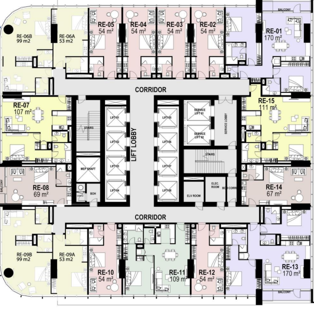 Floor plan for apartment at 6ixty Iconic Tower