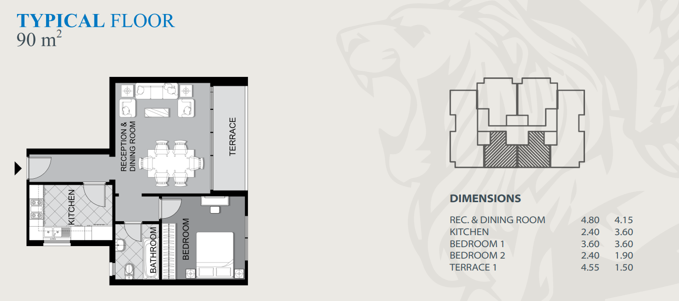Floor plan for apartment at Midtown Sky