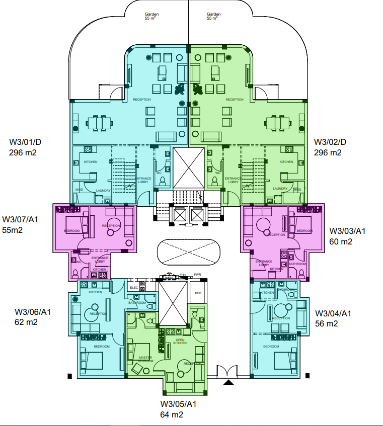 Floor plan for duplex at White Residence