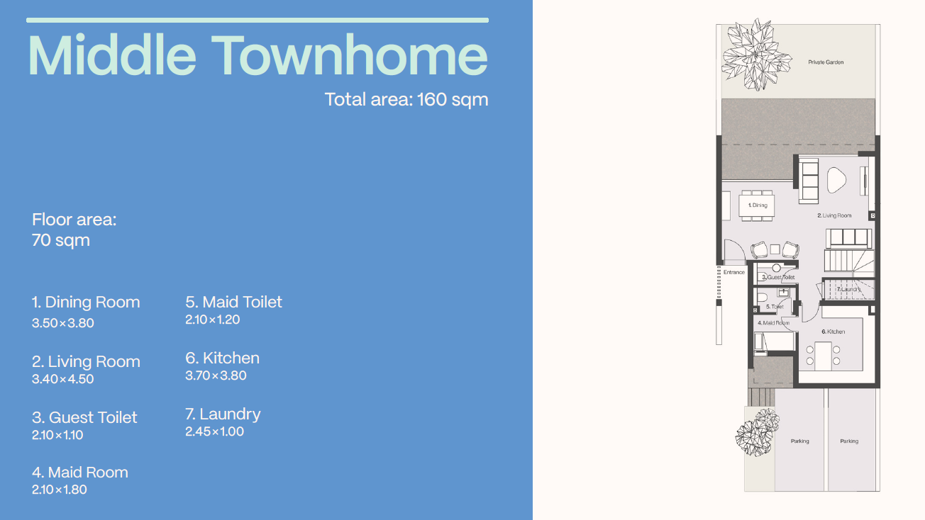 Floor plan for townhouse at Al Burouj