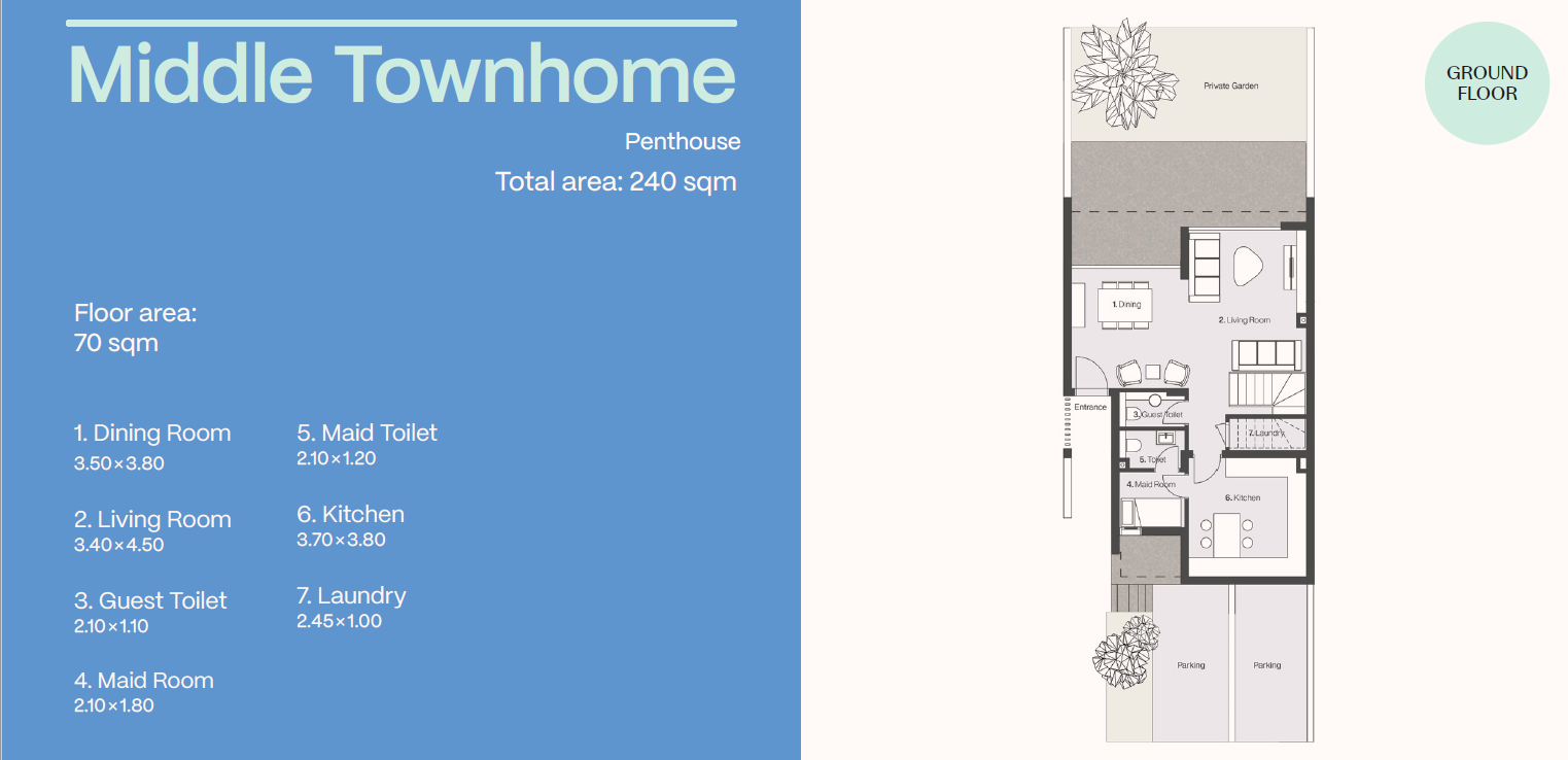 Floor plan for townhouse at Al Burouj