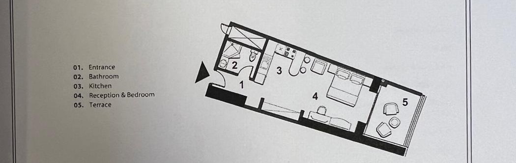 Floor plan for studio at The Gate - New Alamein