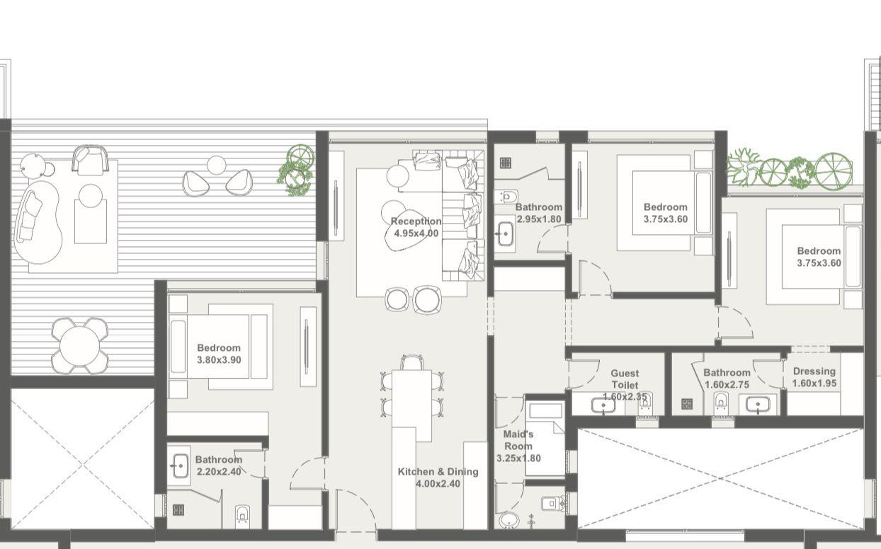 Floor plan for chalet at Seashell Ras El Hekma