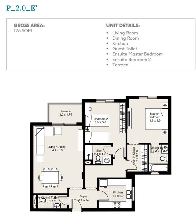 Floor plan for apartment at Plateau District 5