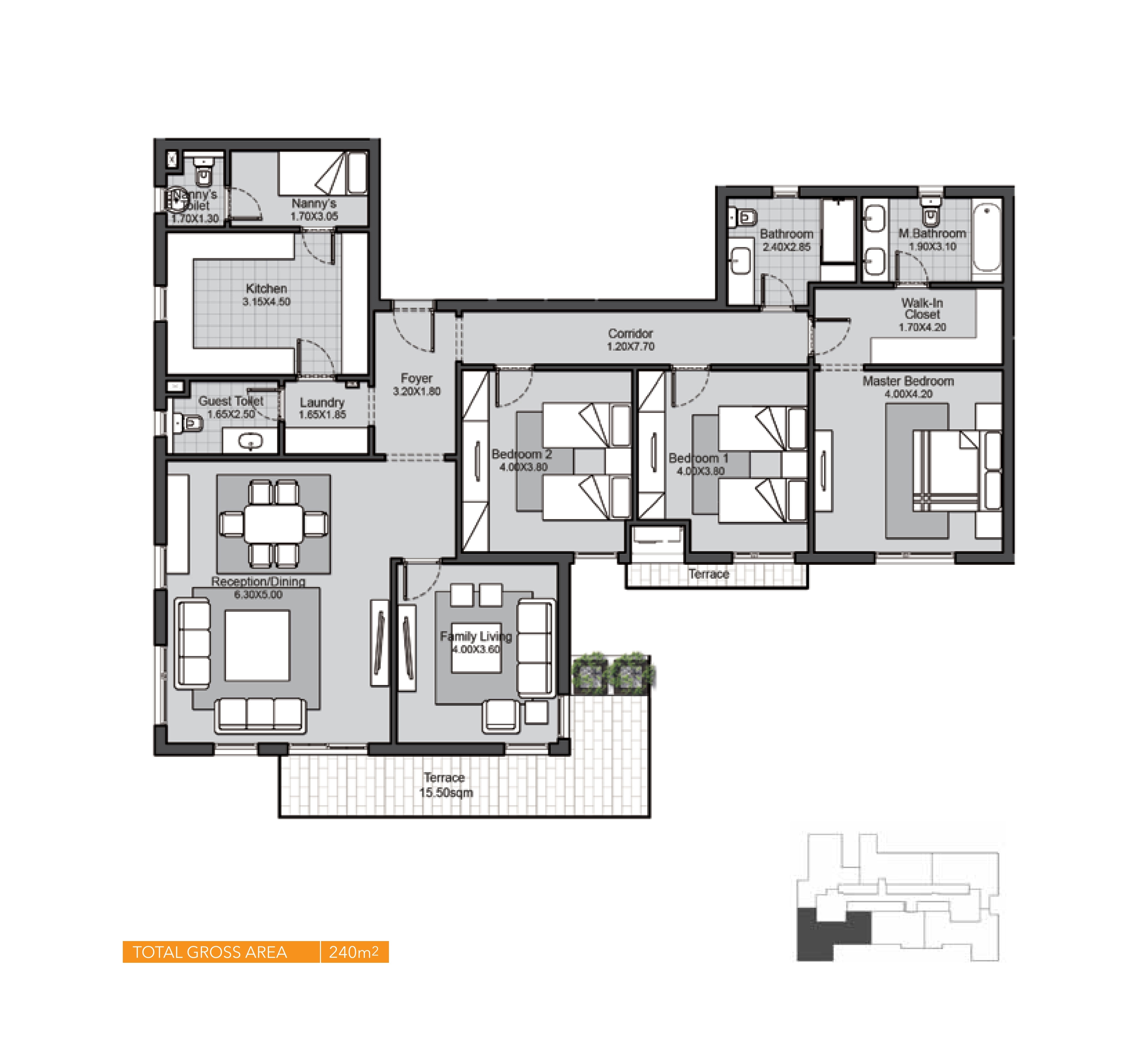 Floor plan for apartment at Eastown Residence