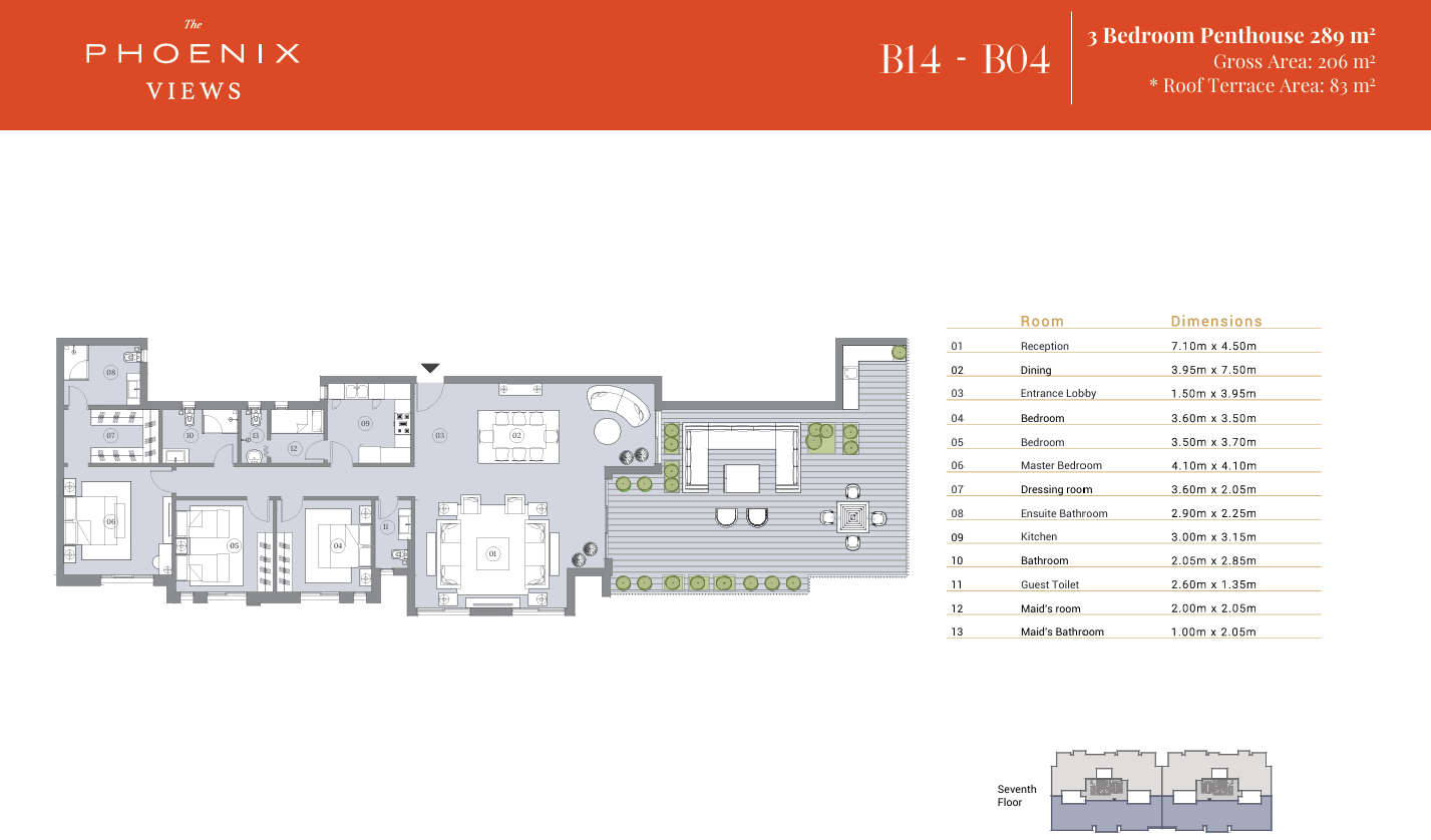 Floor plan for penthouse at Swanlake Residences