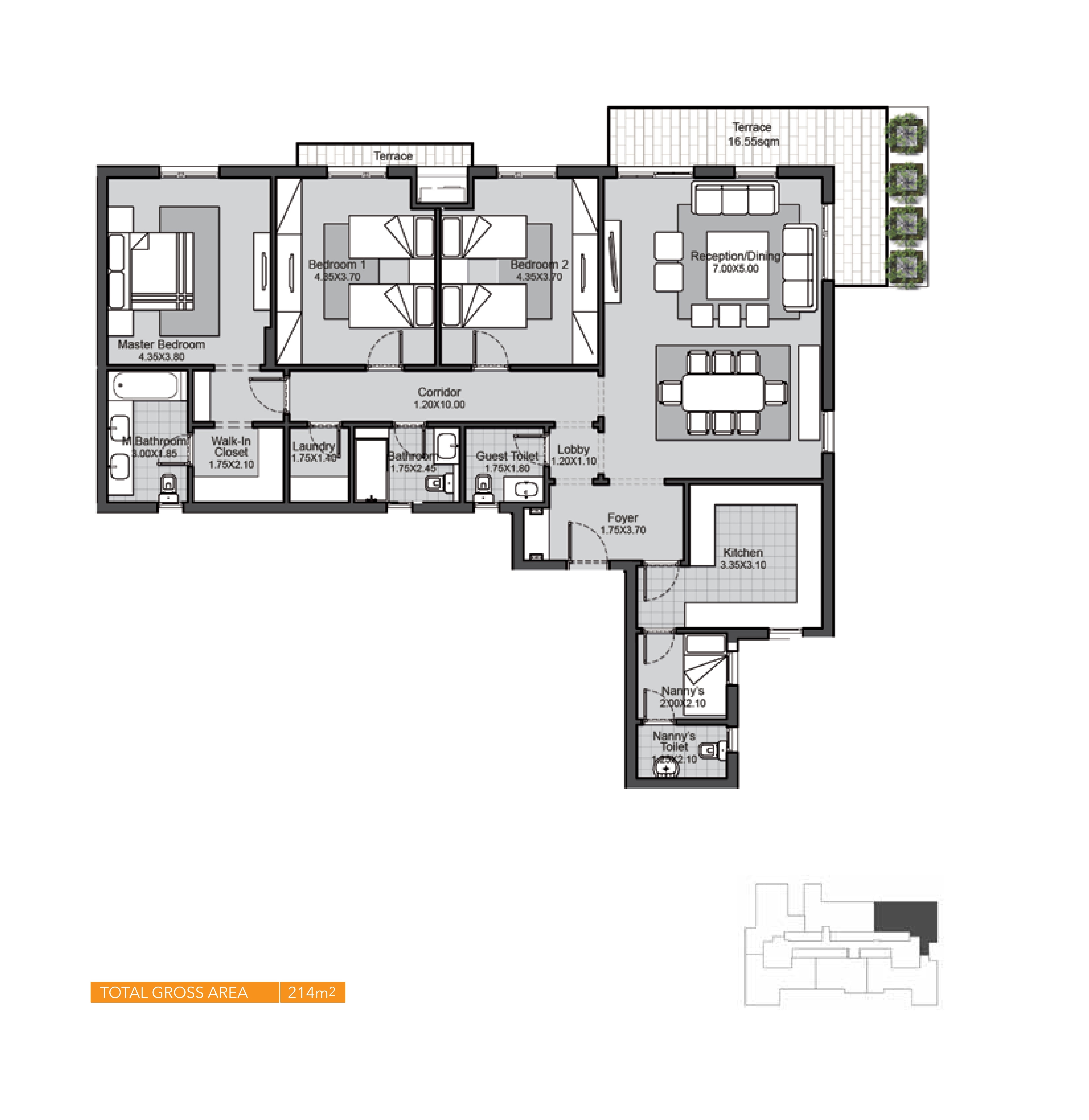 Floor plan for apartment at Eastown Residence