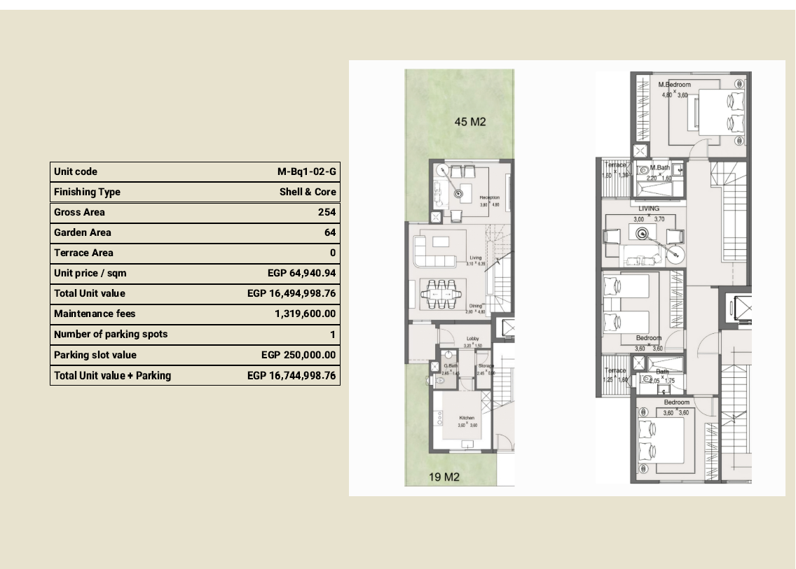 Floor plan for duplex at Maliv