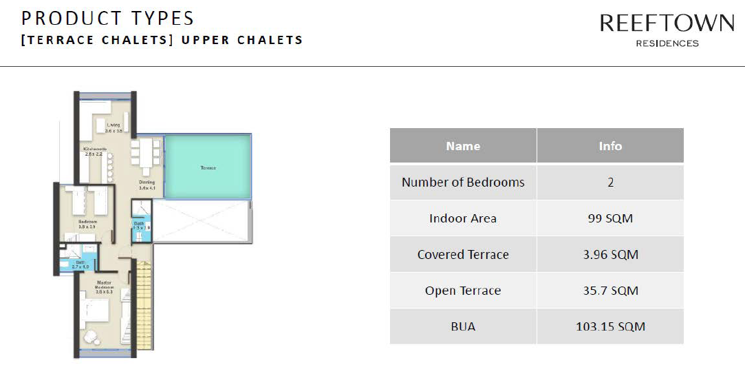 Floor plan for chalet at Reef Town