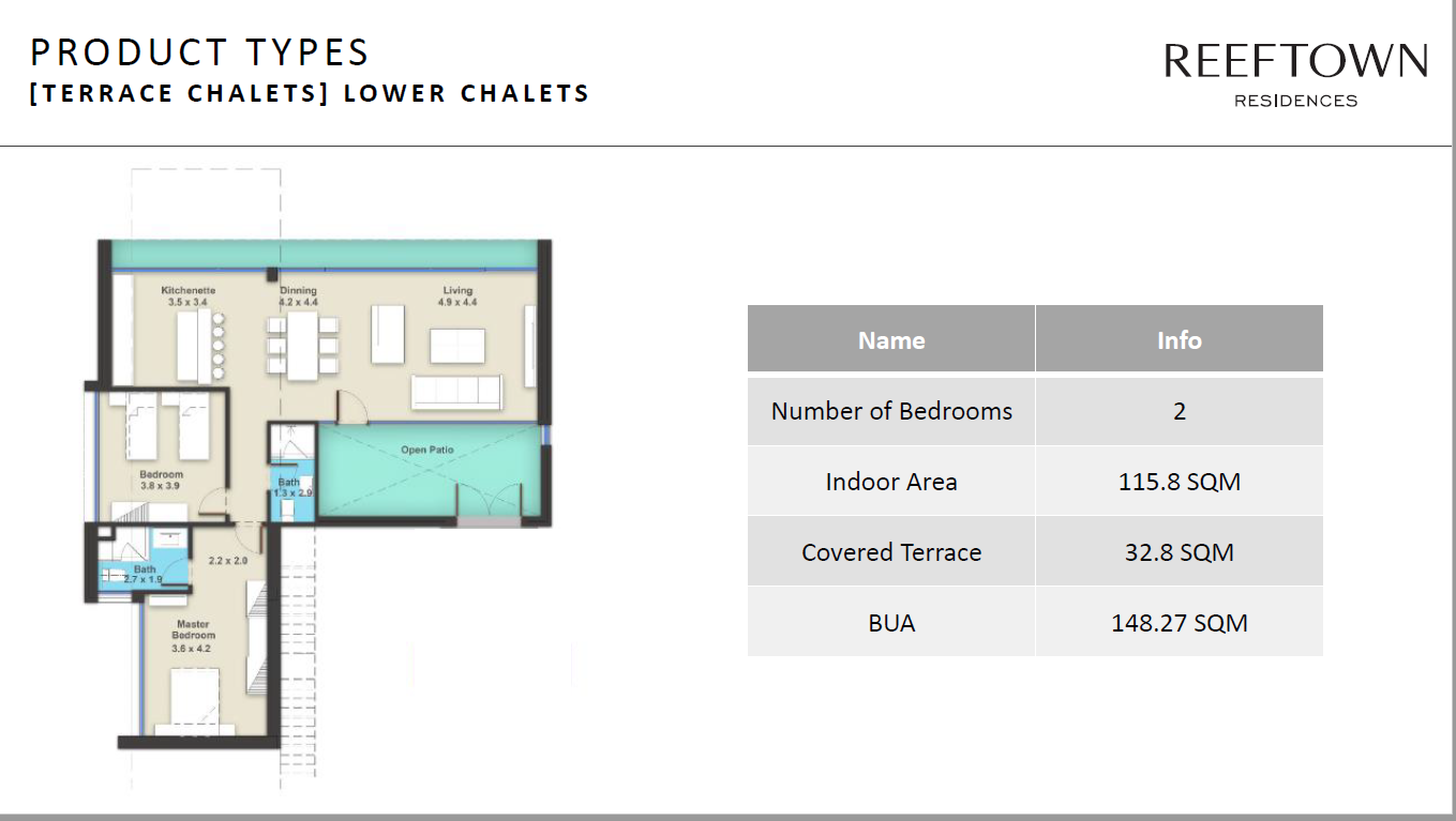 Floor plan for chalet at Reef Town