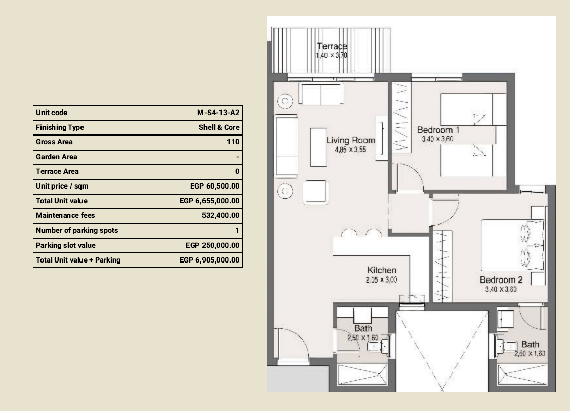 Floor plan for apartment at Maliv