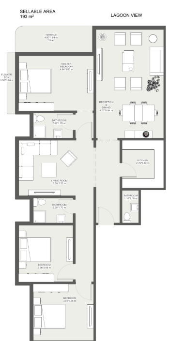 Floor plan for apartment at Lumia Lagoons