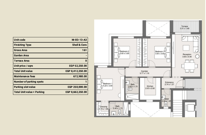 Floor plan for apartment at Maliv