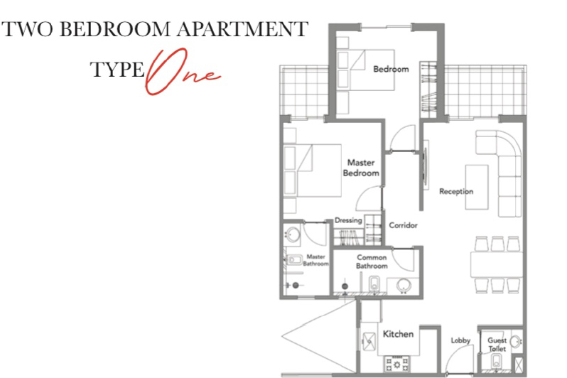 Floor plan for apartment at The V Residence - Villagio