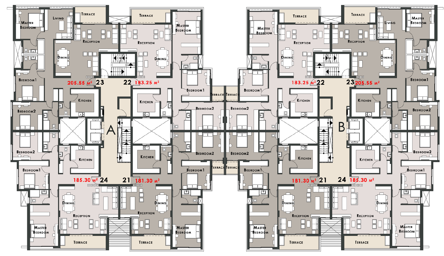 Floor plan for apartment at Palm Hills New Cairo